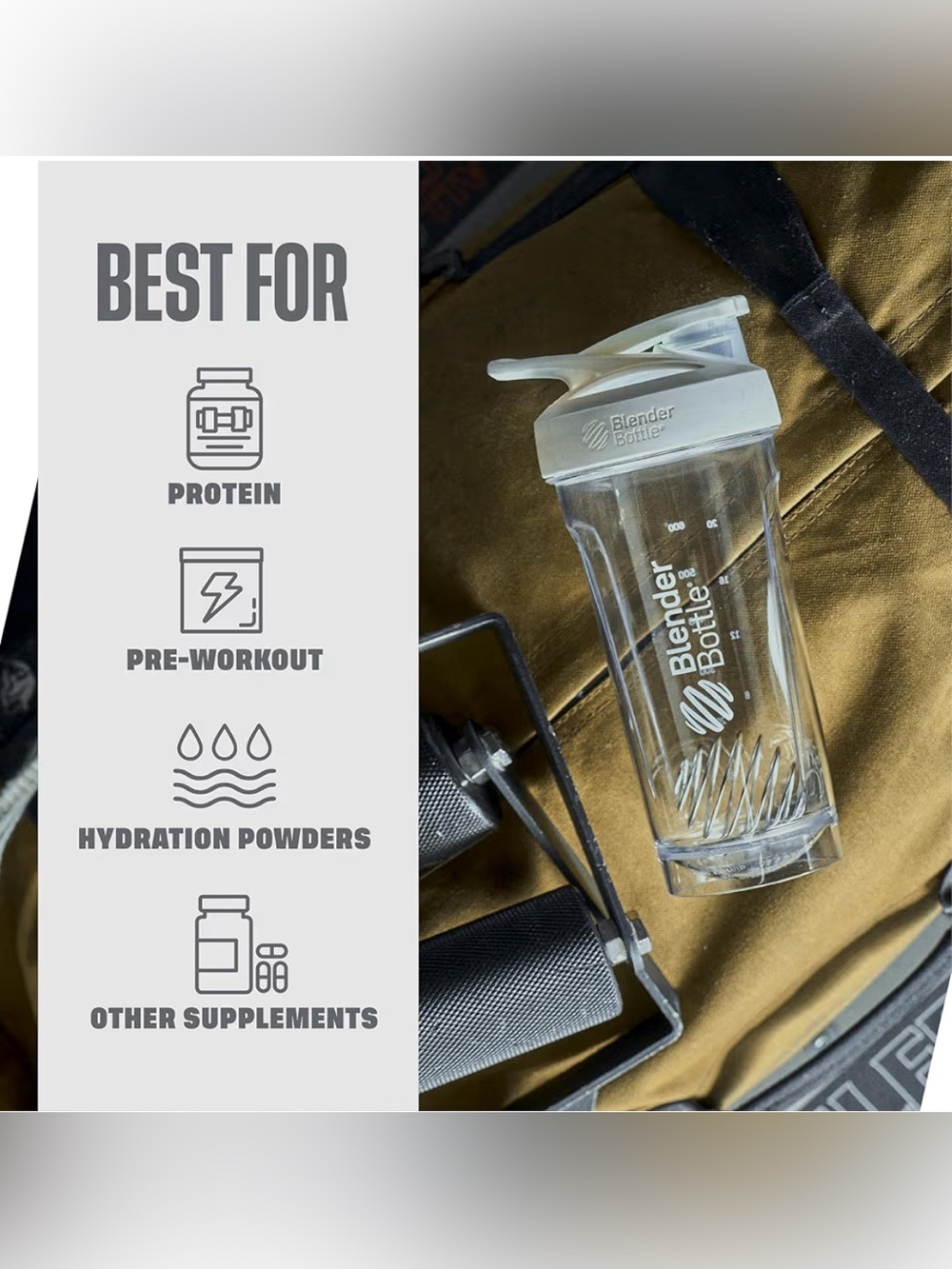 BlenderBottle Shaker On the go Pre Workout Protein Electrolytes Greens Mixer NEW - Picture 5 of 9